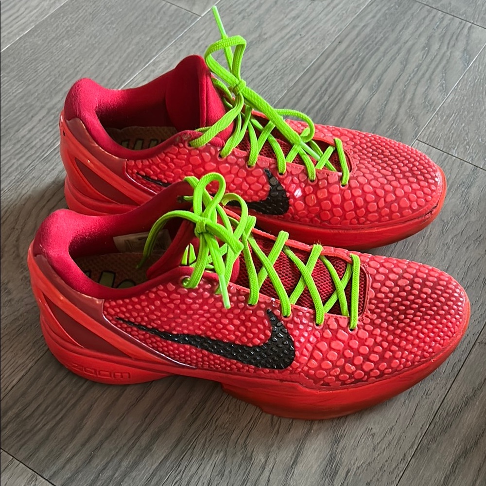 Nike Vibrant Red Sneakers with Neon Green Laces